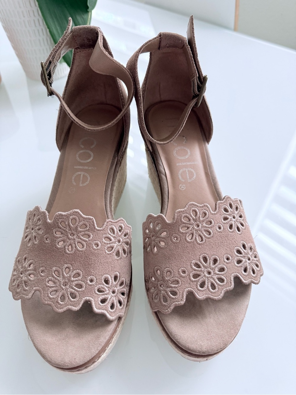 Nicole Nice Espadrille Wedge Sandal Nude size 8.5 - Picture 3 of 9